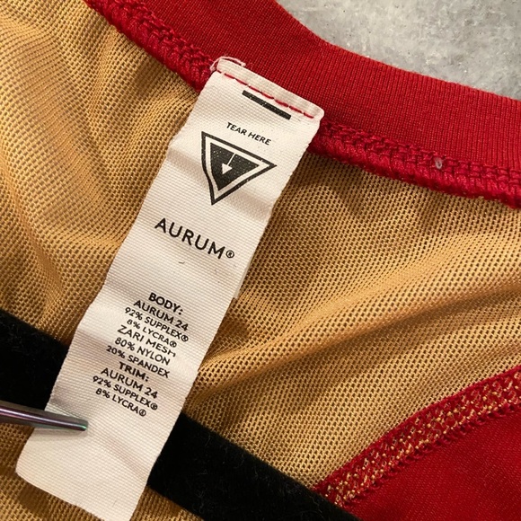 Aurum Cycling Mesh Back Red Cap Sleeve Crew Neck Athletic Top Red Gold Size 6 - Picture 10 of 11